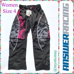 New ANSWER RACING Pink Black Motocross Pants Convertible Shorts Size S or 4